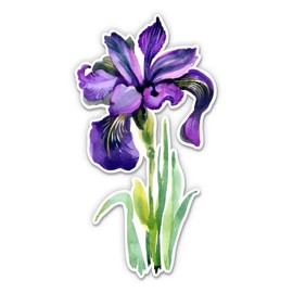 Purple Iris Flower - 3" Vinyl Sticker - for Car Laptop Water Bottle Phone - Waterproof Decal