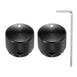 sourcing map 2 Pcs Aluminium Potentiometer Knobs, 3/16"(4mm) IDx7/8"(20mm) ODx5/8"(15.5mm) Height Universal Volume Tone Control Knobs for Guitar, Bass, Arrow Indicator, Black