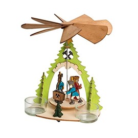 Drechslerei Kuhnert – Hobaku Craft Set – Pyramid / Tea Light Holder – Motif: Ore Mountains – Wooden Decoration to Assemble – Dimensions: 18 x 18 x 15 cm – Made in Germany