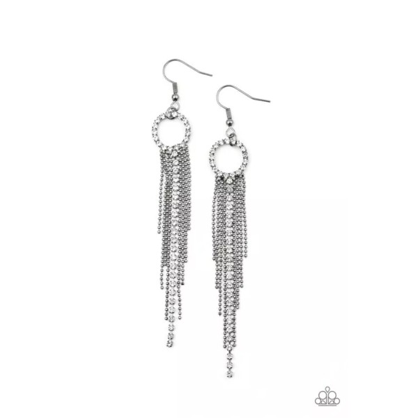Paparazzi Pass The Glitter - Black Paparazzi Earring