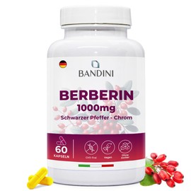 Bandini® Berberine 1000mg Pure High Dose | 60 Vegan Capsules - Pure Berberine HCL from Berberis Aristata 97% + Chrome and Black Pepper | Maximum Absorption