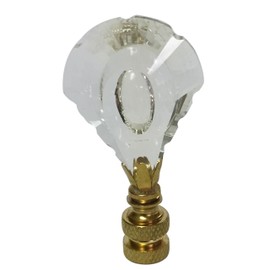Royal Designs CCF2008-PB-1 Designer K9 Crystal Cut Clear 1.5" Finial for Single Lamp Shade, Polished Brass Base, Pack-1, Multicolor