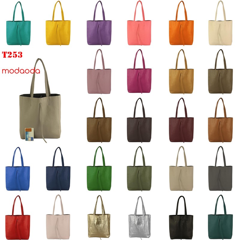 modamoda de - T253 - Italian Leather Tote Bag with
