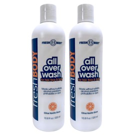 Fresh Body FB All Over Wash for Hair, Face & Body - Shampoo and Body Wash for Men & Women, Citrus Vanilla Grove Shower Gel, 10.8oz (2 Pack) Made without Alcohol, Sulfates, Dyes or Parabens