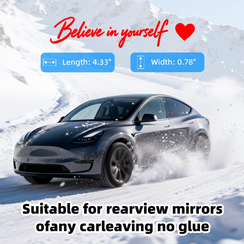 5 pcs “Believe in Yourself” Rearview Mirror Stickers,Automotive Vinyl Vanity