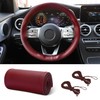 HEVLE Leather Steering Wheel Cover Lace Up, Stitch On Wrap,