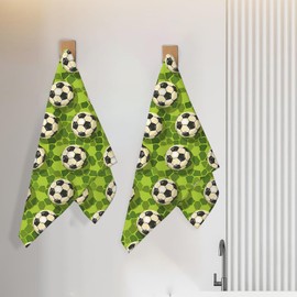 cromcu Soccer Hand Towels Set of 2,Soccer Bath Hand Towels for Bathroom Decorative Soft Absorbent Dish Towels for Kitchen Bathroom Gym Hotel Spa Sport 14x28 in