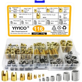 YIYICO Thread M3 M4 M5 M6 M8 M10 M12 Self Tapping Inserts Combination Kit 116pcs for Thread Repair