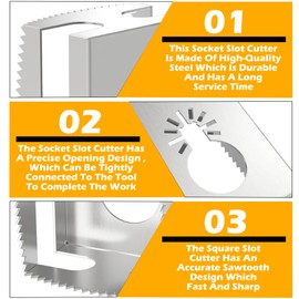 2 Pack Stainless Steel Square Slot Cutter, Drywall Cutting Tool Oscillating Tool and Outlet Box Cutter, One Step in Place Electrical Box Cutter, Square Blade for Wood