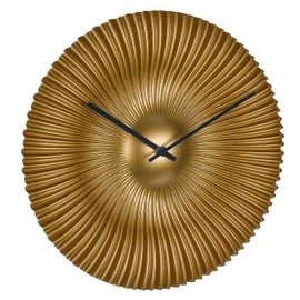 TFA Dostmann Rococo 60.3031.53 Analogue Designer Wall Clock Modern Fan Look Extravagant Golden Dial Quartz Clock Gold 33 cm