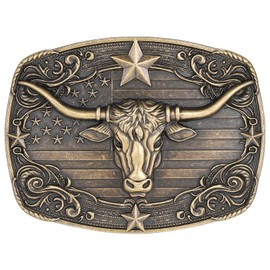 Flipslo Cowboy Belt Buckle for Men Longhorn Bull Belt Buckles Men Vintage Texas Belt Buckle for Men Women Cowboy Cowgirl Belt Buckle
