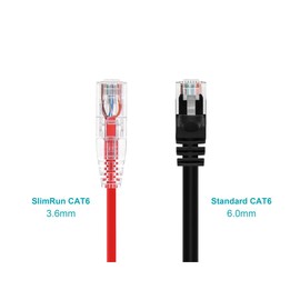 Monoprice Cat6 Ethernet Patch Cable - Snagless, Stranded, 550MHz, UTP, CMR Rated, 28AWG, 1 Feet, Red - SlimRun Series