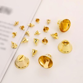 UUYYEO 100 Pcs Small Liberty Bells Christmas Jingle Bells Mini Golden Bells Decorative Craft Bells Wind Chime Bells Xmas Ornaments Bells 8mm