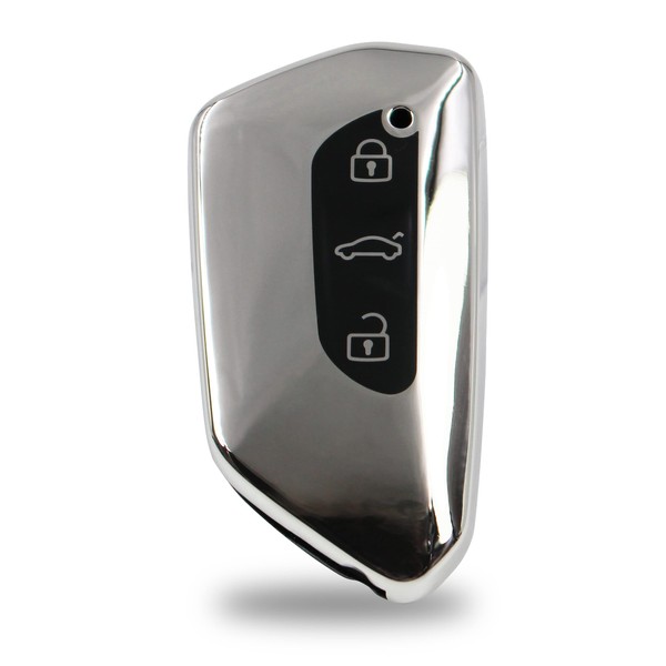 3 Button Car Key Case Cover TPU Shiny Chrome Key