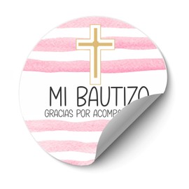 Spanish Baptism Stickers - Mi Bautizo Stickers - Gracias por Acompañarnos Stickers - Girls Baptism Favor Labels- Set of 40 Stickers - Made in USA