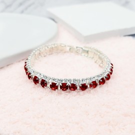 JSEA Multi Color Round Cut Rhinestones 6mm Tennis Bracelet Silver-plated Women Teen Girls, 7 9 inch, Rhinestone