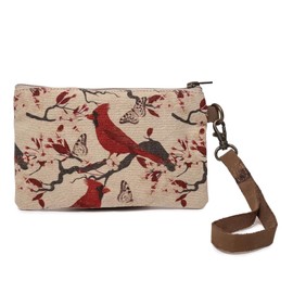 COTT N CURLS Cardinals Wristlet Wallets for Women - 4.7" x 8" Handcrafted Womens Wallet, 100% Cotton Canvas with Leather Strap, Wristlet Purses for Women, Durable Wristlet Wallet