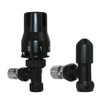 NRG 15mm Black TRV Thermostatic Radiator Valve + Lockshield Angled