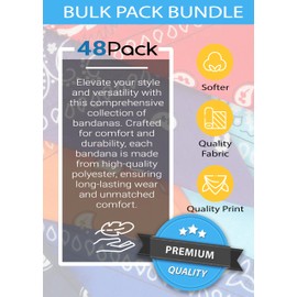 Winterlace 48 Pack Bandanas, Unisex One-Sided Print Paisley Retro Head Wrap Necktie Face Cover Bulk