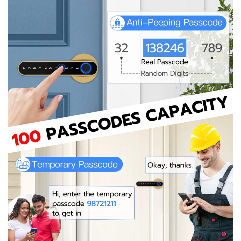 eLinkSmart Fingerprint Door Knob Lock, Smart Keyless Entry Door Lock