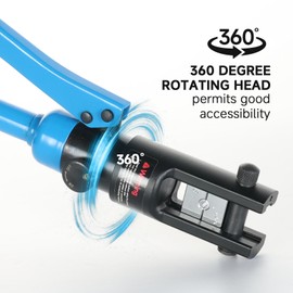 ZUVER 12 Ton Professional Hydraulic Cable Lug and Electrical Terminal Crimping Tool With Gloves, Easy Popout Latch Head Design 10 Pairs of US Standard Chromed Hexagonal Dies (10AWG to 4/0AWG)