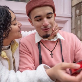 Fathers Day Cross Gifts Necklace for Men, Silver/Black/Gold Cross Necklace Figaro Chain Cross Necklace for Men, Stainless Steel, No Gemstone