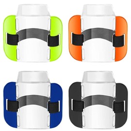 TRKETK Pack of 4 Arm Badge Holders, High Visibility Security Wristband with Adjustable Shoulder Strap, Wristband, ID Card Holder, License ID Card Holder for Security Door Employees, 4 Colours