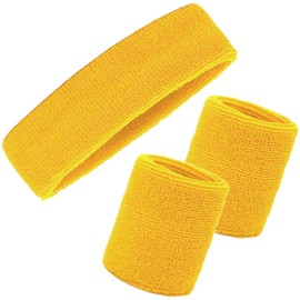 Wristbands Headbands Wrist Sweatband Set 3 Pieces Men Women Sweat Bands Absorbent for Gym Sports Tennis Running Exercise Basketball Wrist Sweatband Moisture Wicking (3 Pieces)