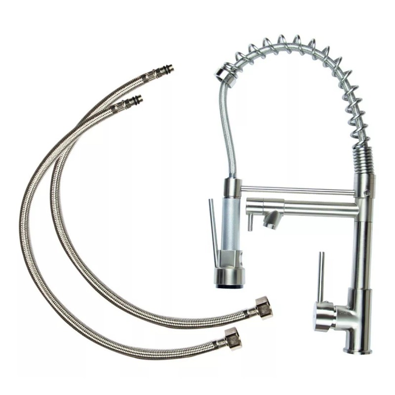 Cnx Mezcladora Flexible Monomando Para Fregadero Niquelado