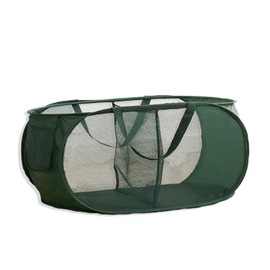 Yharnamite Collapsible Laundry Baskets, Pop Up Laundry Hamper, 2 Compartment Mesh Dirty Clothes Hamper, Green