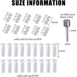 RONMOSNEA Pack of 10 Bicycle Universal Gear Cable Brake Cable 2 m Long Steel Gear Cable Gear Cable with End Sleeve End Caps Bicycle Gear Cable Bicycle Accessories for Mountain Bike Road Bike Bicycle
