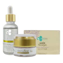 Skincare Kit BENA – Sérum de Ácido Hialurónico + Jabón + Crema Facial (3 piezas)