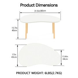 Funecy Mango Coffee Table Low Table with 4 Solid Wood Sturdy Legs, Floor Table Desk for Sitting on The Floor, Storage and Living Room Furniture (White)
