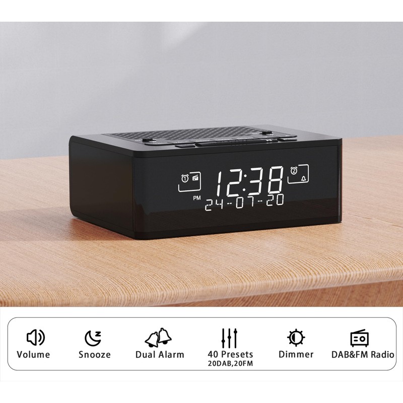 iTOMA DAB, DAB+/FM Radio Alarm Clock with 40 Preset Stations,