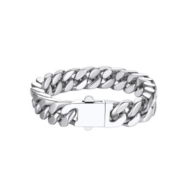 Richsteel Mens Silver Bracelets Stainless Steel Chunky Chain Plain Bracelet