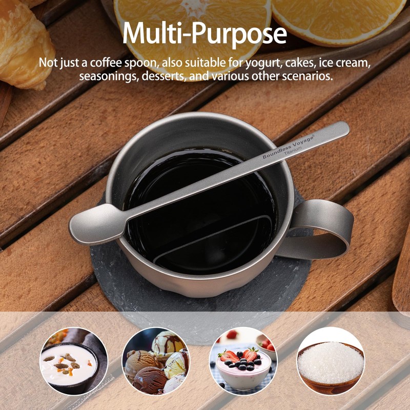 iBasingo Titanium Coffee & Espresso Spoons Set 5-Pack Mini Spoon