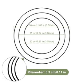 DENUOTOP Pack of 9 Metal Rings for Crafts (20, 25 & 30 cm), Black Wire Rings, Decorative Rings for Hanging for Wedding Wreath and Wall Hanging, Dream Catcher