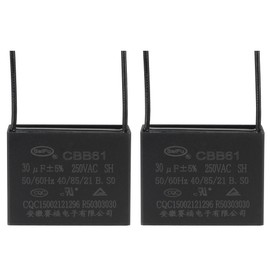 YOKIVE 2Pcs Ceiling Fan Capacitor CBB61, Metallized Polypropylene Film Capacitor Great for Fans Pumps Motors Running (30uF 250V AC 2 Wires 50/60Hz)