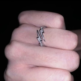 Inateannal Vintage Flash Rings Silver Crystal Flash Finger Rings CZ Open Adjustable Rings Double Flash Open Ring Rhinestone Ankle Rings For Women, Zinc, No Gemstone