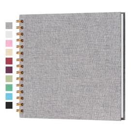 8 x 8 Inch Small DIY Scrapbook Photo Album Linen Cover 40 Blank White Pages for Memory Book Travel Wedding and Baby Shower