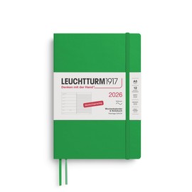 LEUCHTTURM1917 372497 Weekly Calendar & Notebook Medium (A5) 2026, 12 Months, Soft Cover, Spring Leaf, German