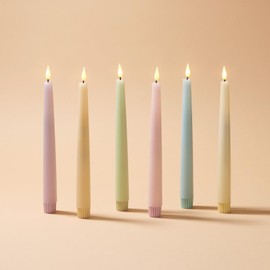 LampLust Flameless Taper Candles with Remote, 9 Inch, 6 Pack Multicolor Pastel Candle Sticks, LED Candles Flickering Flameless Candles for Baby Shower Decorations, Easter Spring Home & Wedding Décor