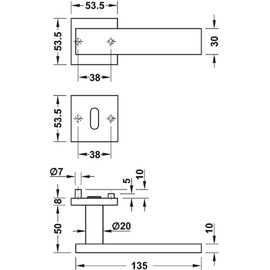 Modern Door Handle Rosette Square Door Handle Stainless Steel Handle Set for Room Doors LDH 2187 BB Deadlock Matt Brushed Stainless Steel 1 Set Square Design Door Fittings Interior Doors