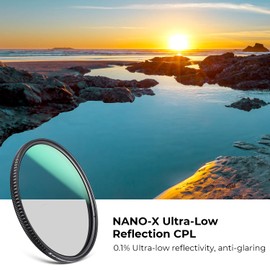K&F Concept Nano-X Series Ultra Low Reflection Polarising Filter 62 mm CPL Filter Polarising Filter MRC with 28x Coated