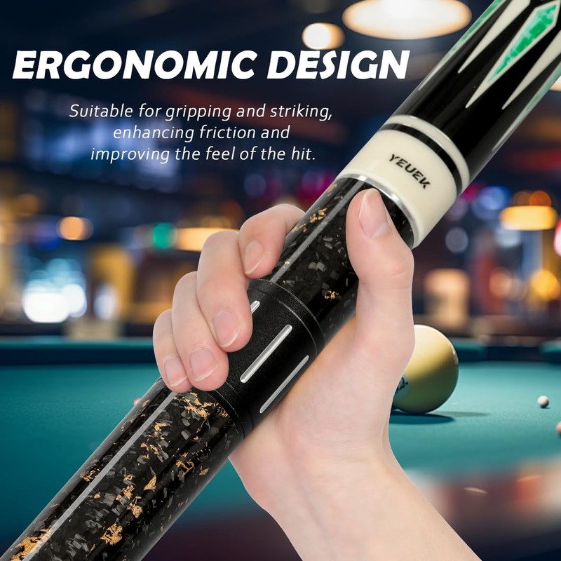 YEUEK Pool Cue Extender, Billiards Stick Extension with 3 Bumpers,