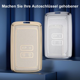 QIULIFAN Key Cover for Renault Megane Clio Captur Kadjar Espace Dacia Duster 4 Buttons Aluminium Alloy Key Case with Key Ring for Renault Silver