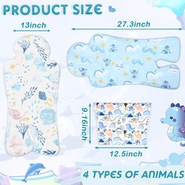 Pinkunn 4 Pcs Gel Car Seat Cooler Pad for Baby, Ice Stroller Cooler Mat Stroller Cooling Pad Baby Car Seat Cooling Pad Car Seat Ice Cooling Pad for Stroller, Baby Dining Chair, Child Safety Seat
