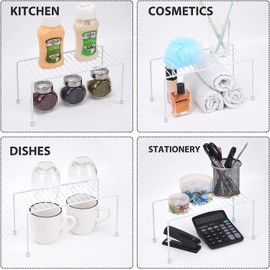 Kitchen Shelves, Cabinet Organization Mini Storage Shelf, Storage Rack Organizer for Kitchen, Fridge, Cabinet, Bathroom (White 6)
