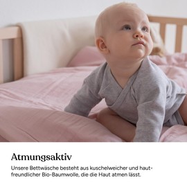 Ehrenkind® Muslin Bed Linen Set, 100% Organic Cotton, Standard 100 by Oeko-Tex, 200 x 135 cm + 80 x 80 cm, Lilac, Bed Linen 135 x 200 cm