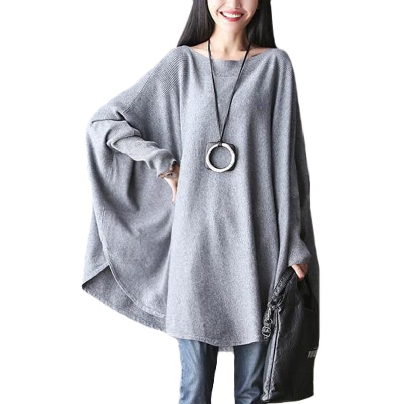 FTCayanz Women's Batwing Tunic Top Plus Size Blouse, gray